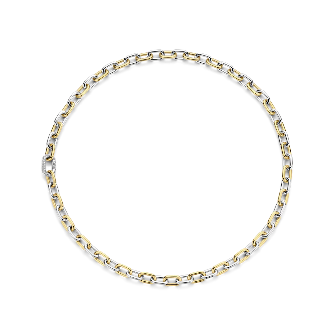 Photo of Chain Link Necklace in a decorative scene, designed by -, available at Plumb Gold & Plumb Silver