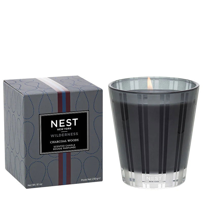 Photo of Charcoal Woods Candle in a decorative scene, designed by , available at Plumb Gold & Plumb Silver