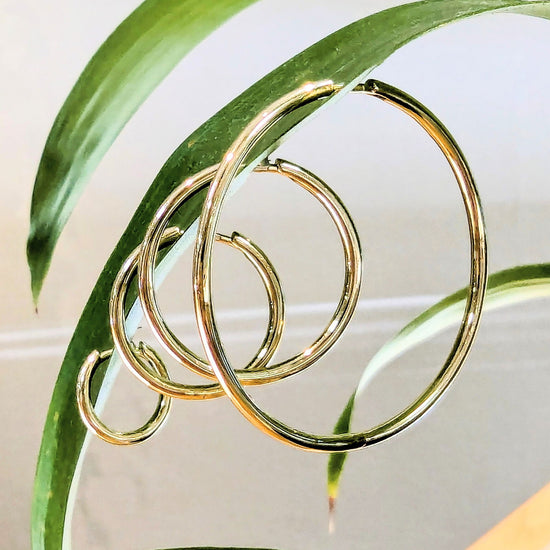Photo of Classic Hinged Hoop in a decorative scene, designed by , available at Plumb Gold & Plumb Silver