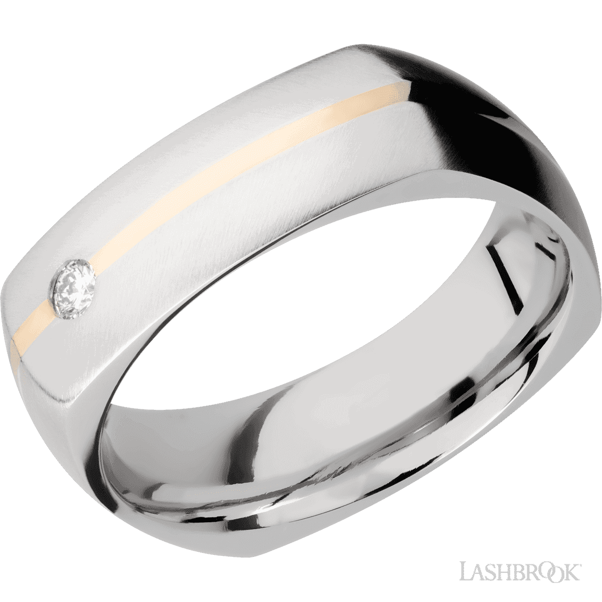 Photo of Cobalt Chrome Squared Band in a decorative scene, designed by -, available at Plumb Gold & Plumb Silver