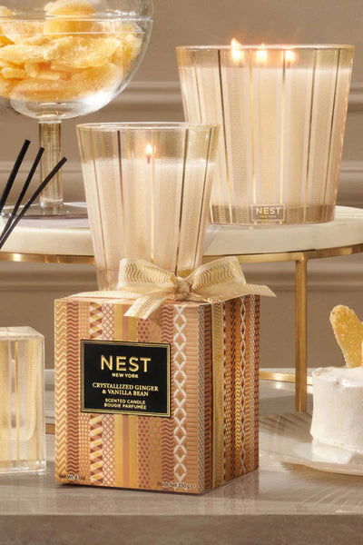 Photo of Crystallized Ginger & Vanilla Bean in a decorative scene, designed by , available at Plumb Gold & Plumb Silver