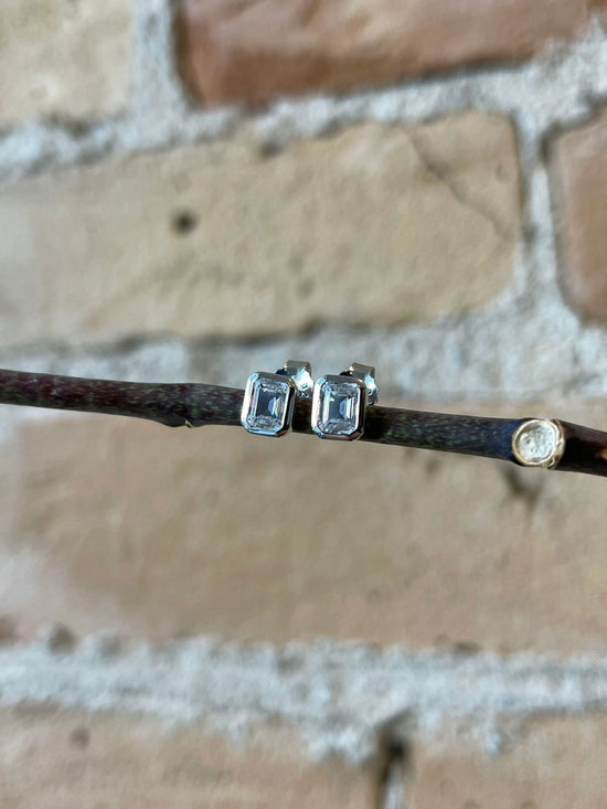 Photo of Cubic Zirconia Studs in a decorative scene, designed by , available at Plumb Gold & Plumb Silver