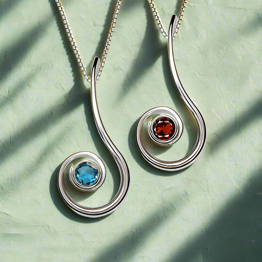 Photo of "Dancing Clef" Necklace in a decorative scene, designed by , available at Plumb Gold & Plumb Silver