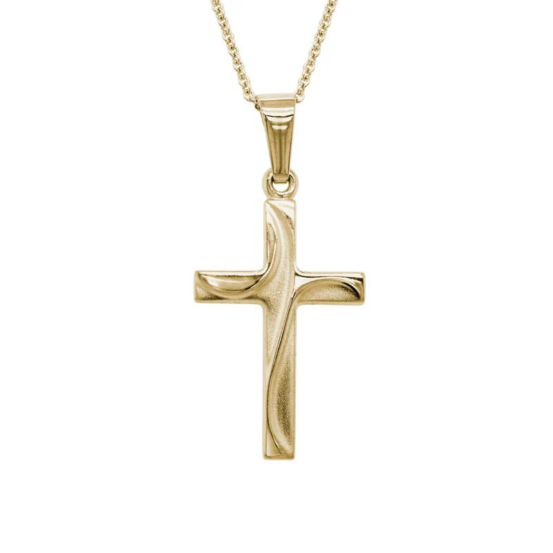 Photo of Draped Cross Necklace in a decorative scene, designed by , available at Plumb Gold & Plumb Silver