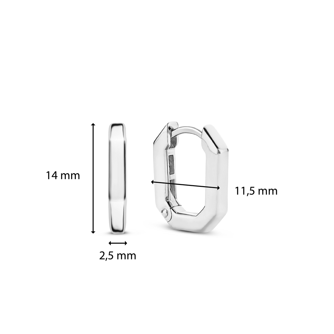 Photo of Hex Hinged Hoops in a decorative scene, designed by , available at Plumb Gold & Plumb Silver