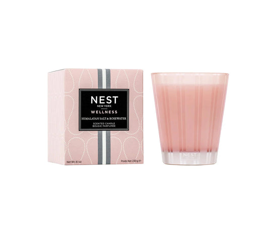 Photo of Himalayan Salt and Rosewater Candle in a decorative scene, designed by , available at Plumb Gold & Plumb Silver