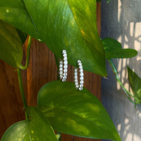 Photo of Inside-out Diamond Hoops in a decorative scene, designed by , available at Plumb Gold & Plumb Silver