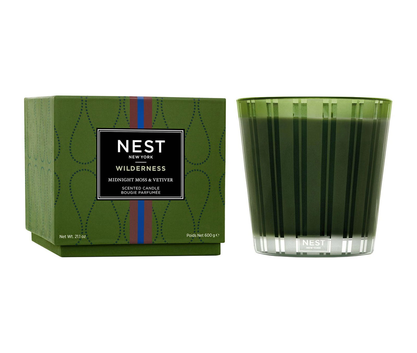 Photo of Midnight Moss and Vetiver Candle in a decorative scene, designed by , available at Plumb Gold & Plumb Silver
