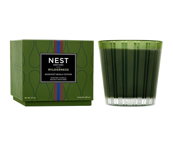 Photo of Midnight Moss and Vetiver Candle in a decorative scene, designed by , available at Plumb Gold & Plumb Silver