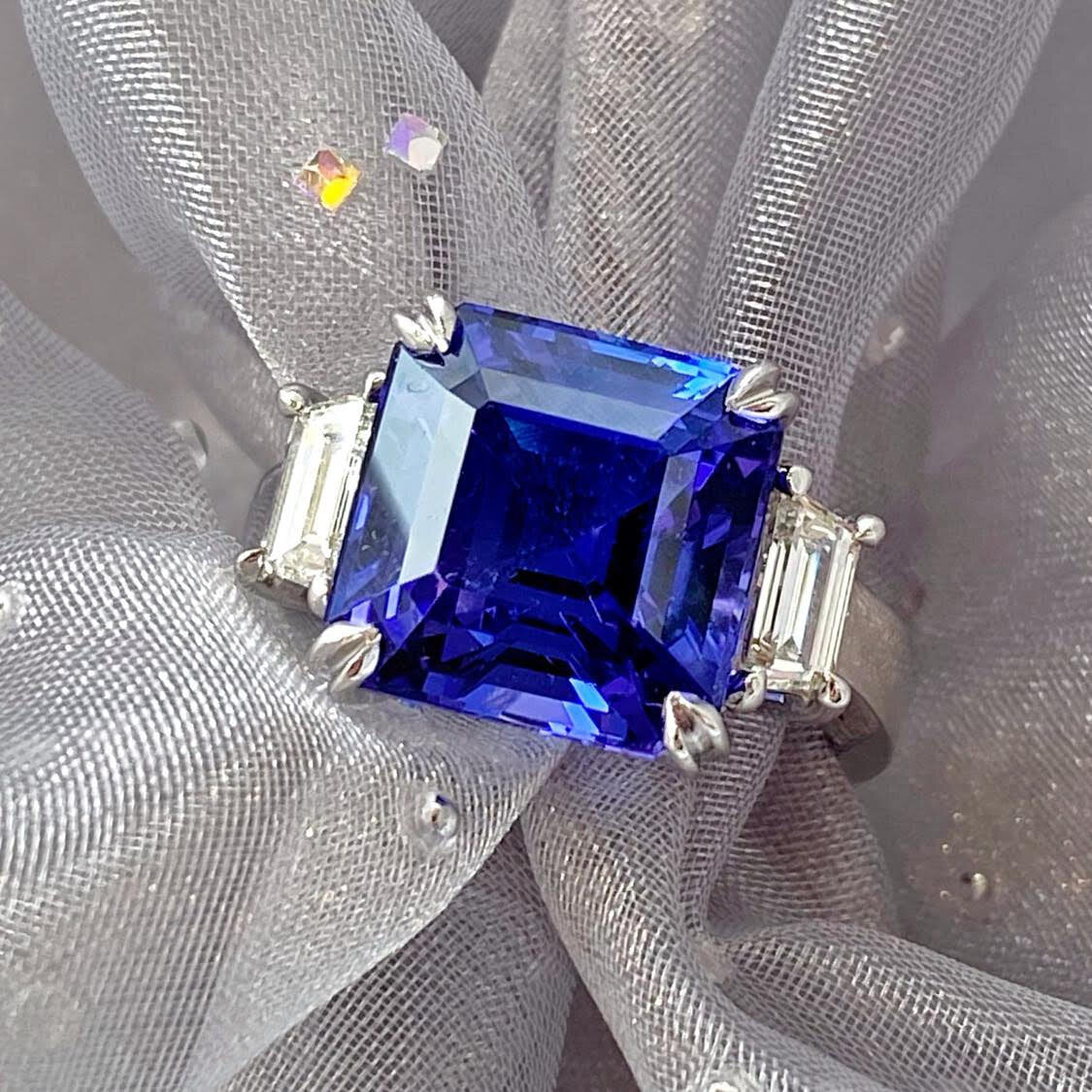 Photo of Plumb Gold Original Tanzanite and Diamond Ring in a decorative scene, designed by , available at Plumb Gold & Plumb Silver