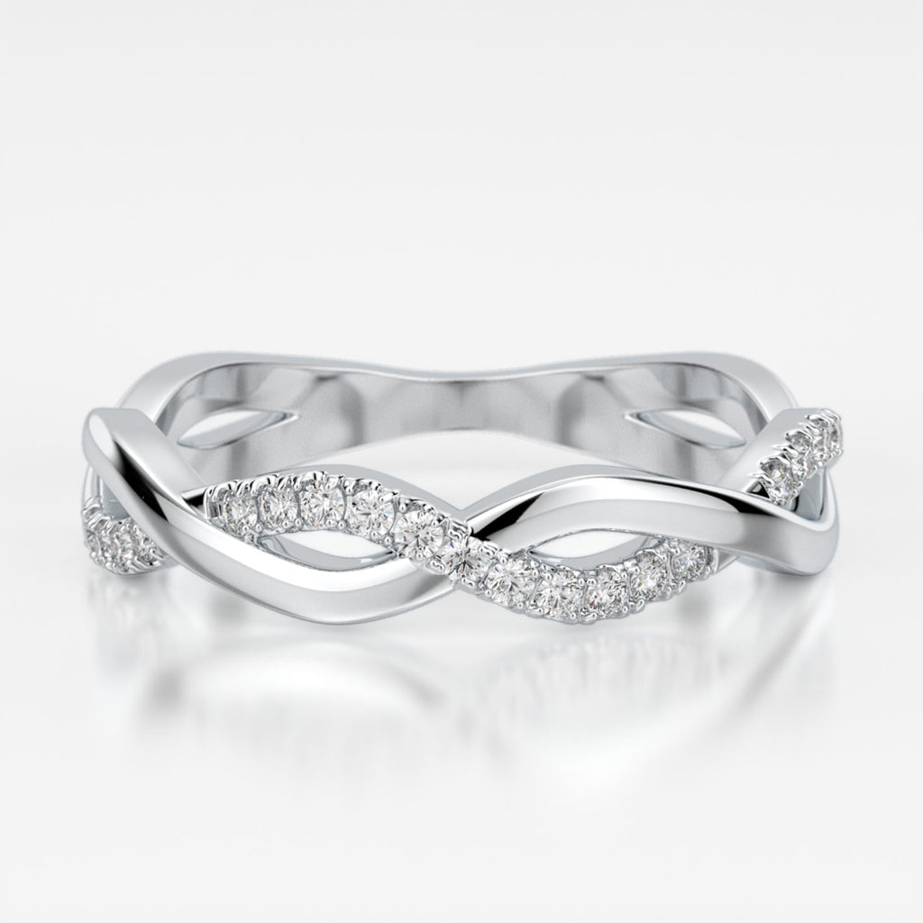 Photo of "Selena" twist band in a decorative scene, designed by , available at Plumb Gold & Plumb Silver