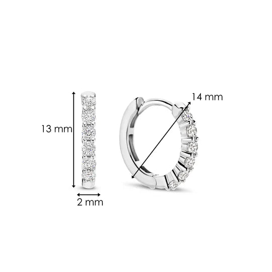 Photo of Small Pavé CZ Hoops in a decorative scene, designed by -, available at Plumb Gold & Plumb Silver