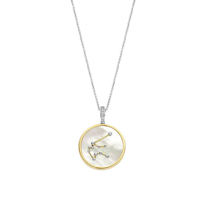 Photo of Zodiac Pendant in a decorative scene, designed by , available at Plumb Gold & Plumb Silver