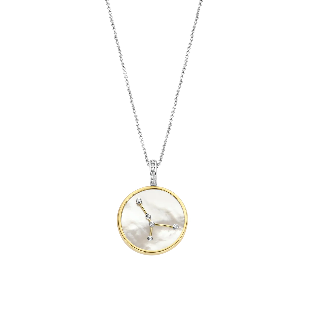 Photo of Zodiac Pendant in a decorative scene, designed by , available at Plumb Gold & Plumb Silver