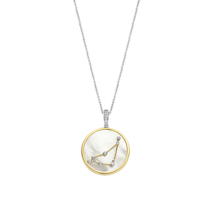 Photo of Zodiac Pendant in a decorative scene, designed by , available at Plumb Gold & Plumb Silver