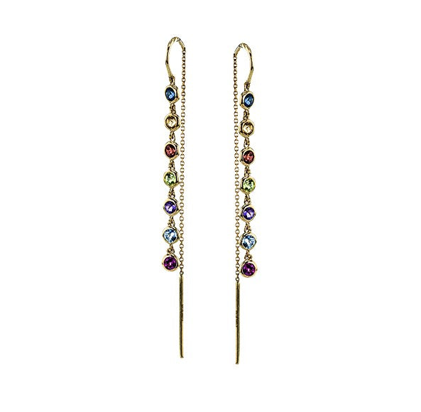 Multi Gem Bezel Earring