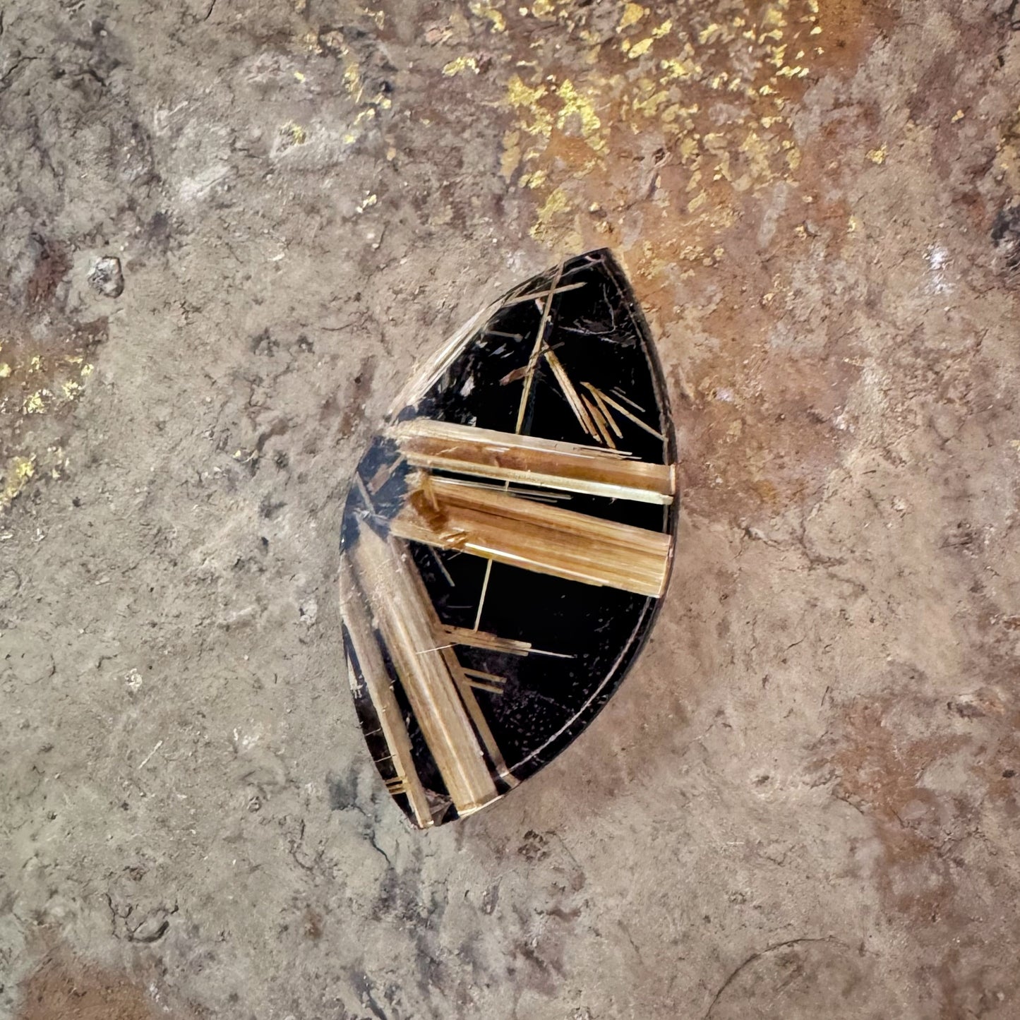 Onyx Back Rutiel Quartz Marquise Shape