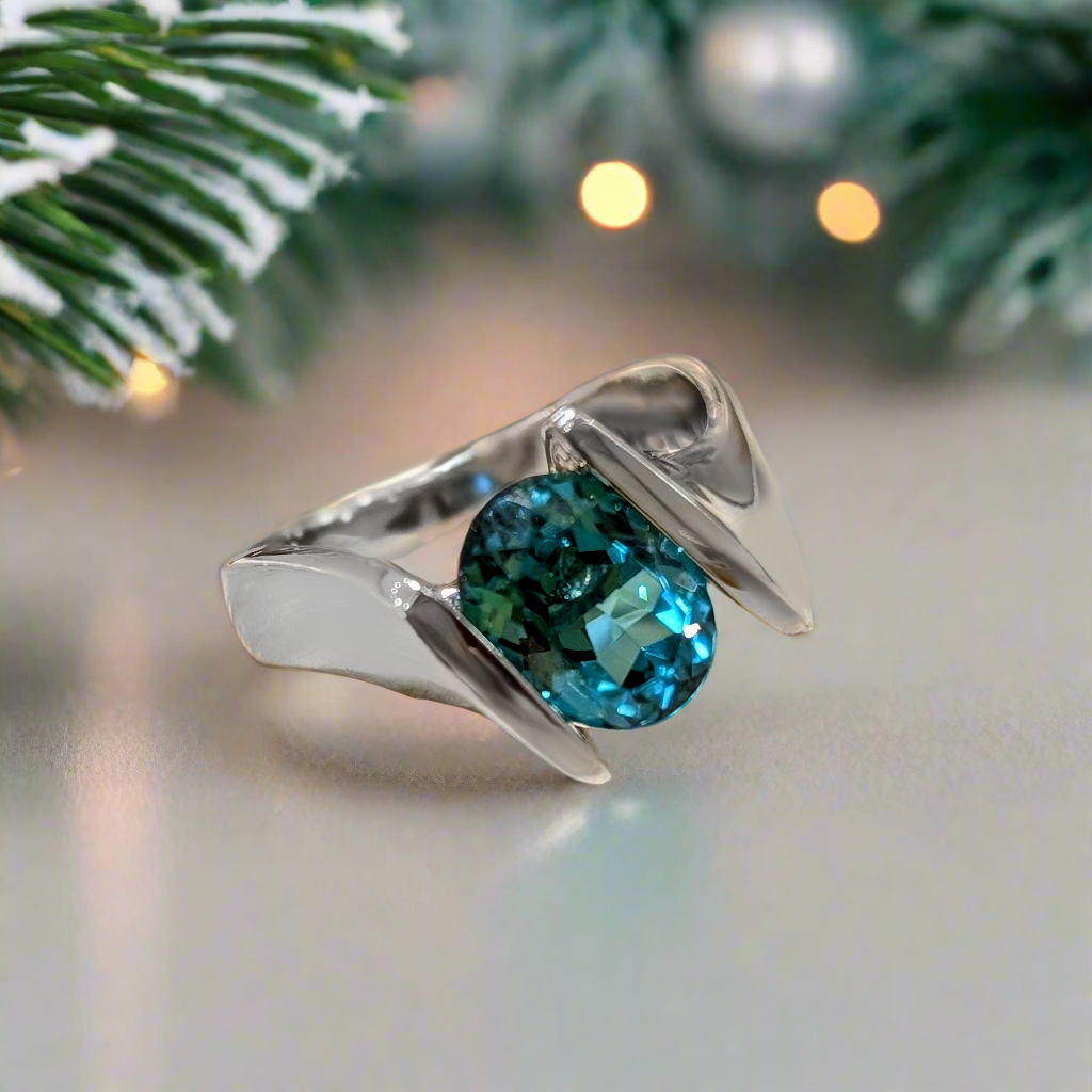 Blue Tourmaline Bypass Ring