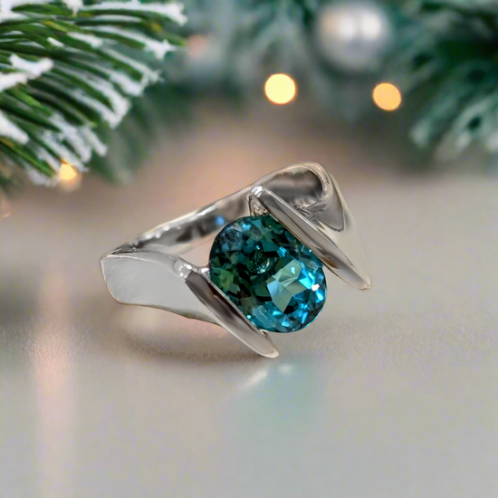 Blue Tourmaline Bypass Ring