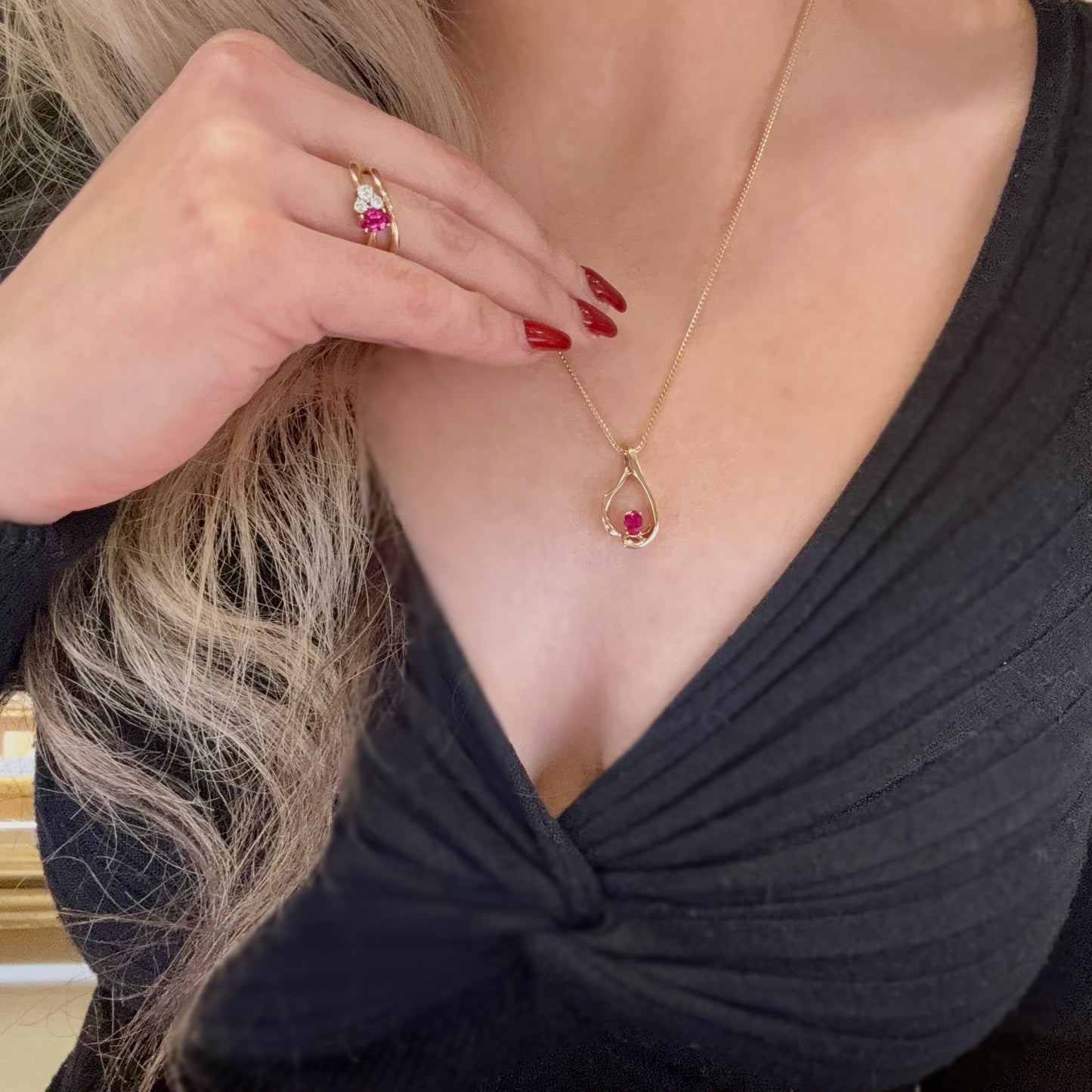 "Jessie" Ruby Wave Ring