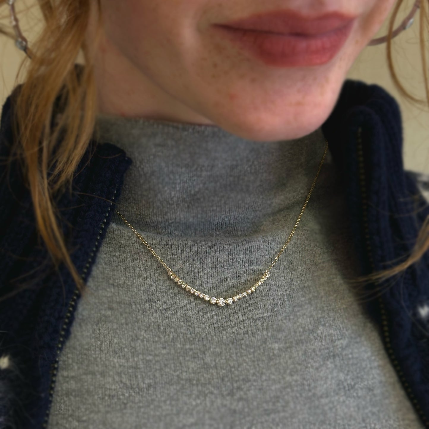 Graduated Curve Diamond Necklace