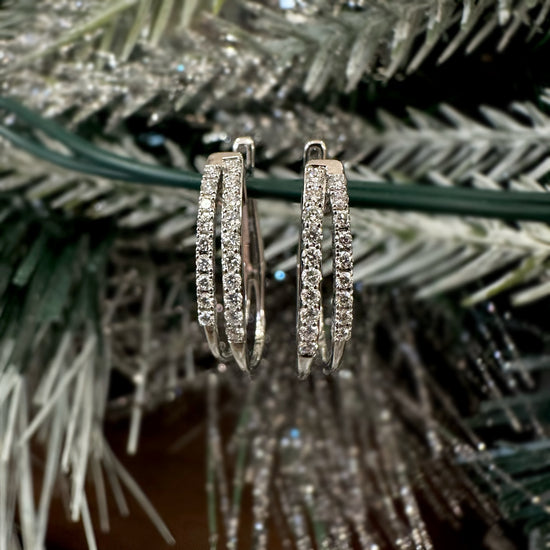 Double Hoop Diamond Earrings