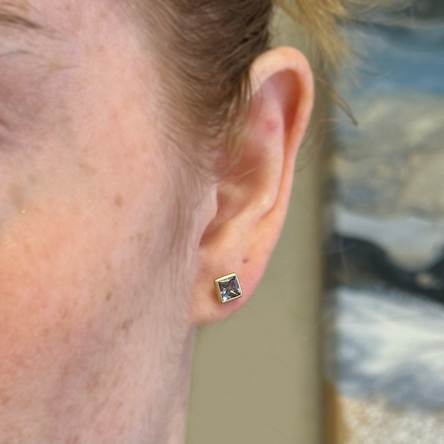 Grey Spinel Bezel Studs