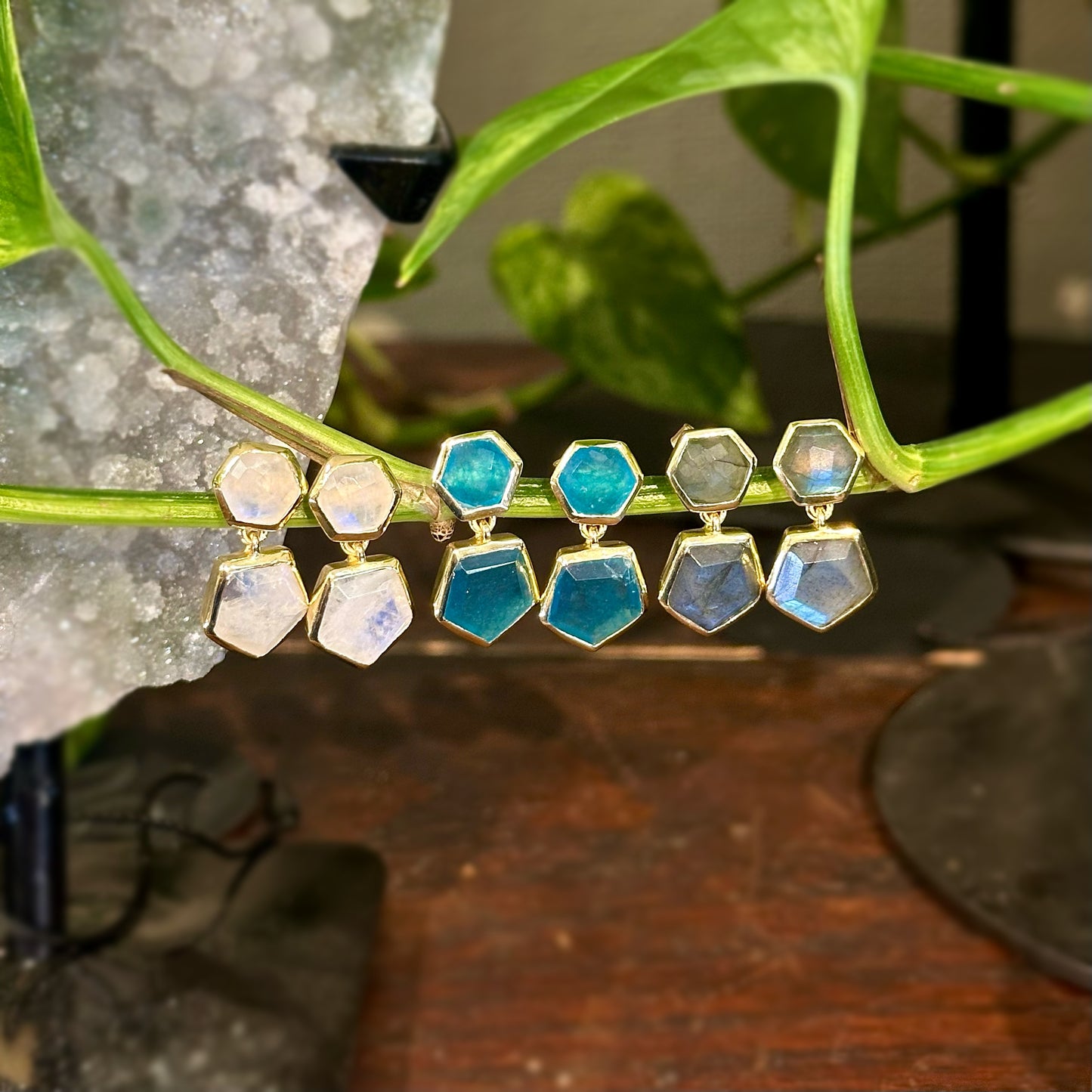 "Atlas" Hex Drop Earring