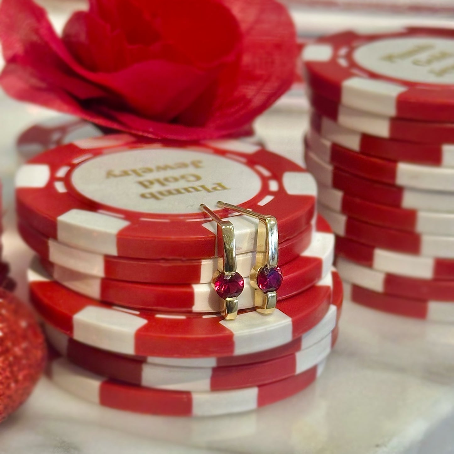 Ruby Bar Earring