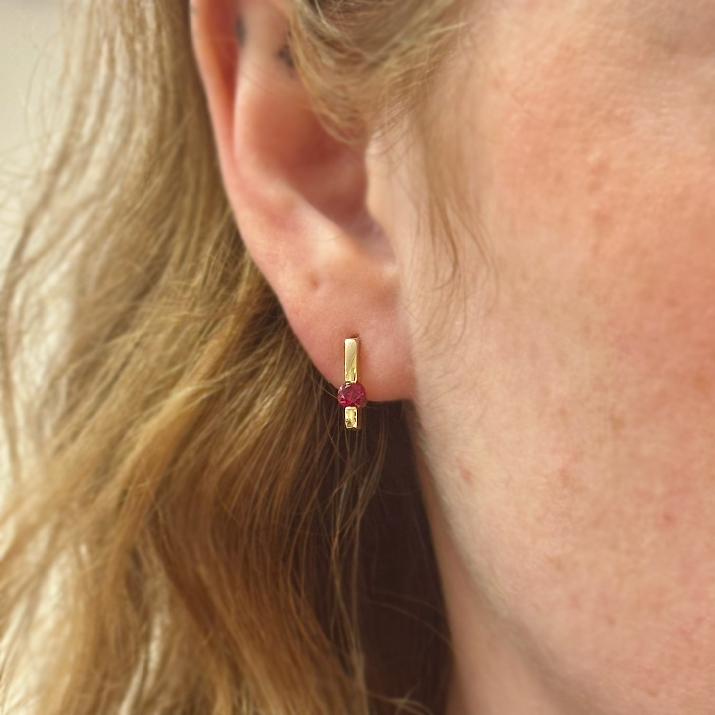 Ruby Bar Earring