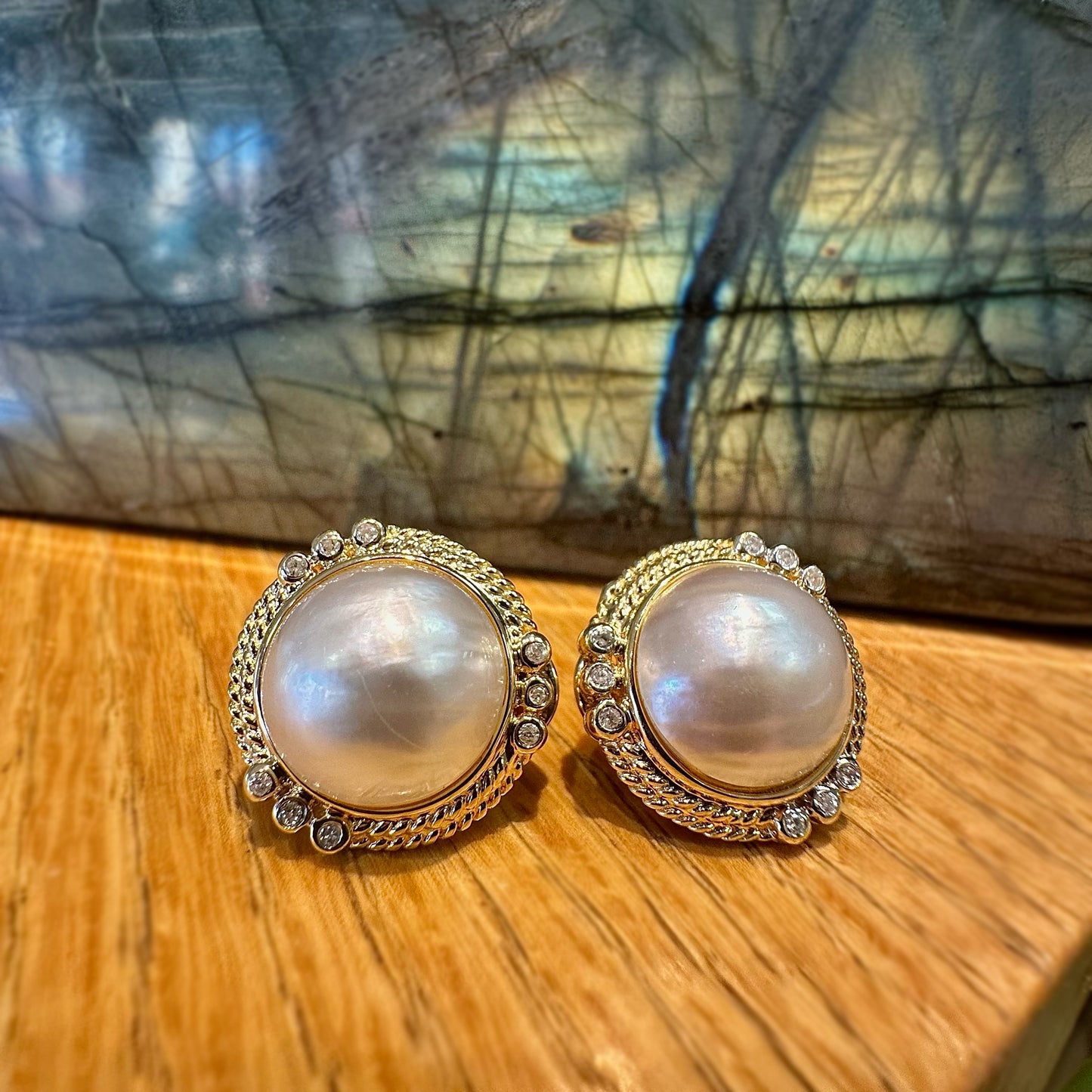 Mabe Pearl and Diamond Rope Earrings