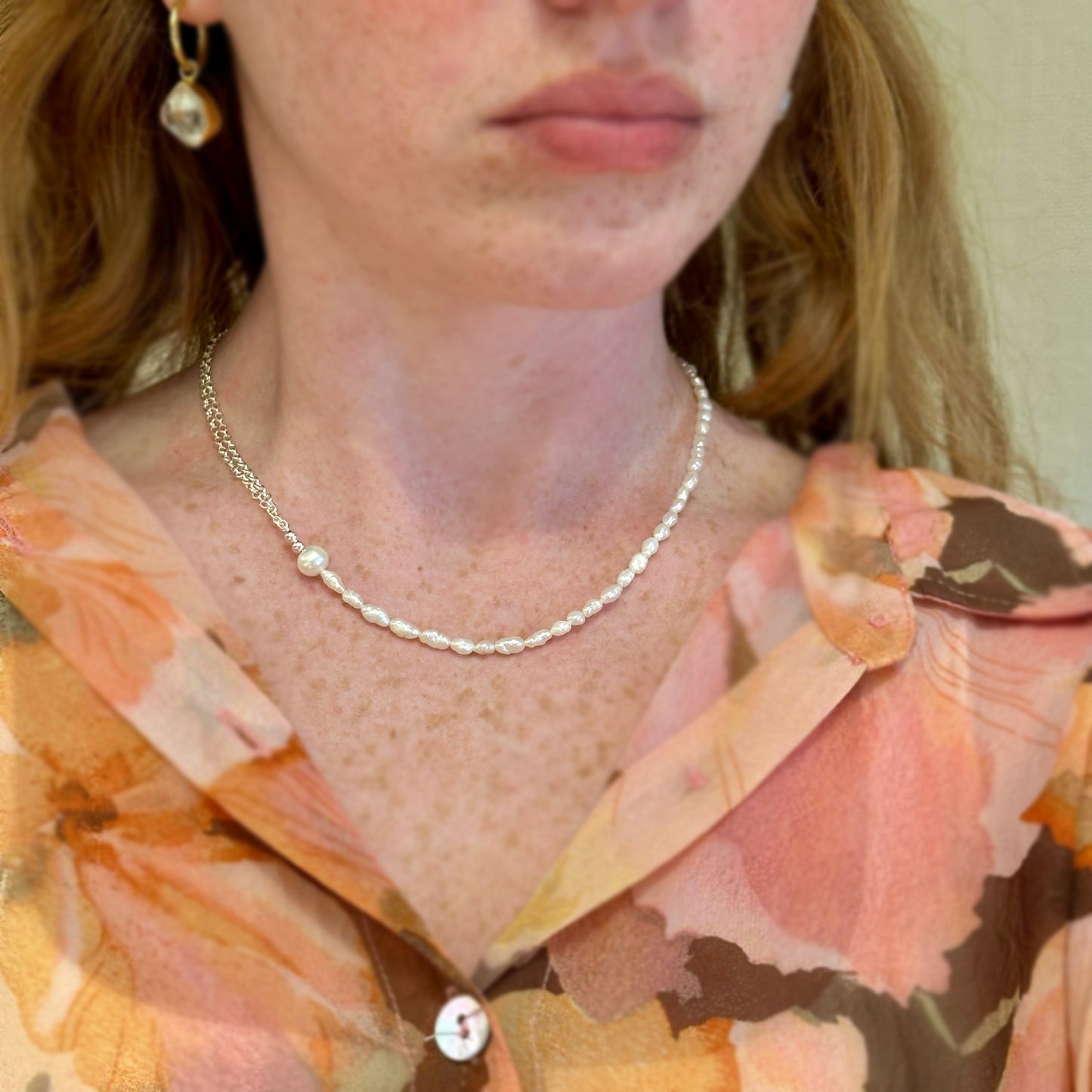 Double Chain Pearl Necklace