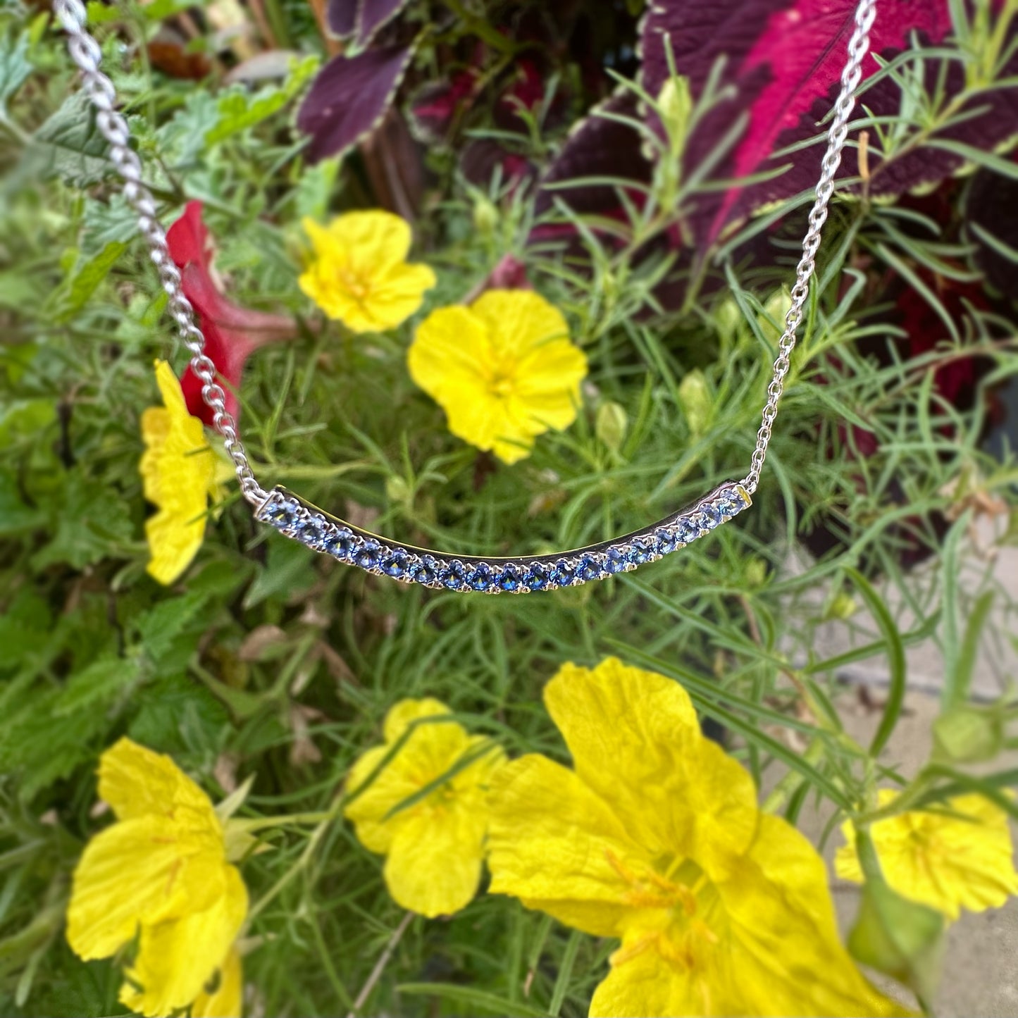 Ombre Blue Sapphire Smile Necklace