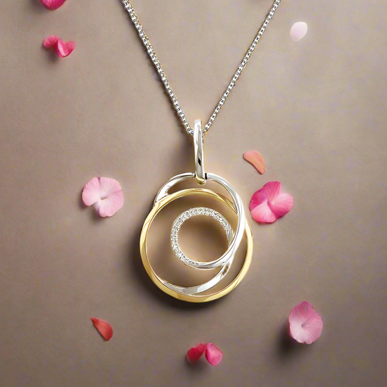Two Tone Diamond Swirl Pendant