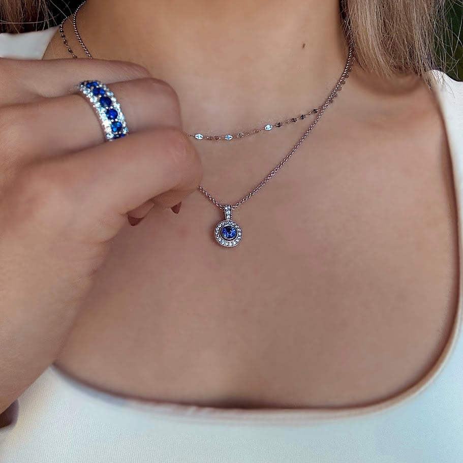 Plumb Gold Original Blue Sapphire and Diamond Pendant