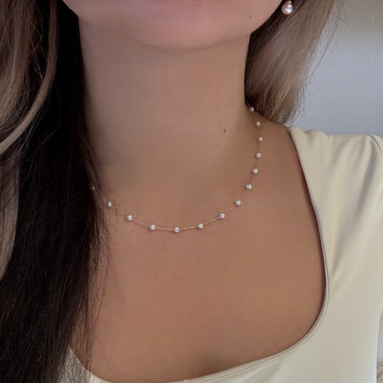 Freshwater Pearl  Station Necklace