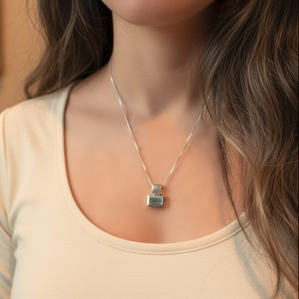 Blue Topaz Baguette Pendant