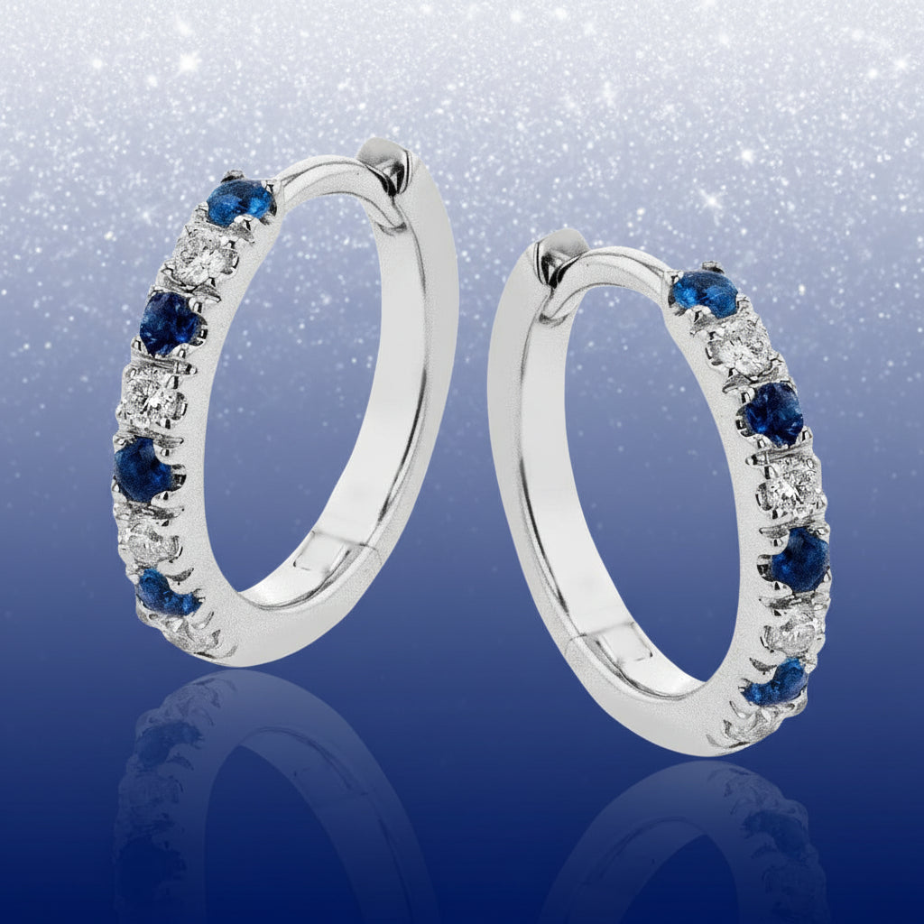 Sapphire Diamond Hoop Earrings