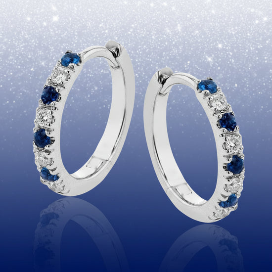 Sapphire Diamond Hoop Earrings