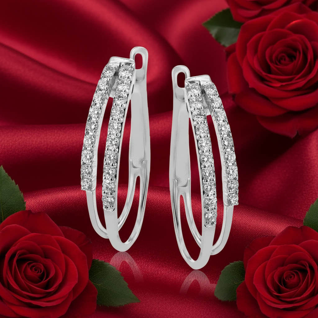 Double Hoop Diamond Earrings