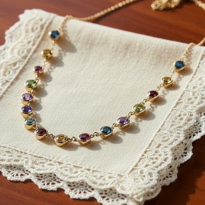 Multicolored Bezel Necklace