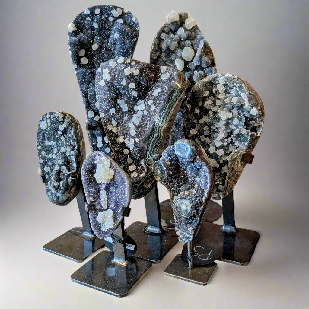 Charcoal Druzy with Calcite Inclusions