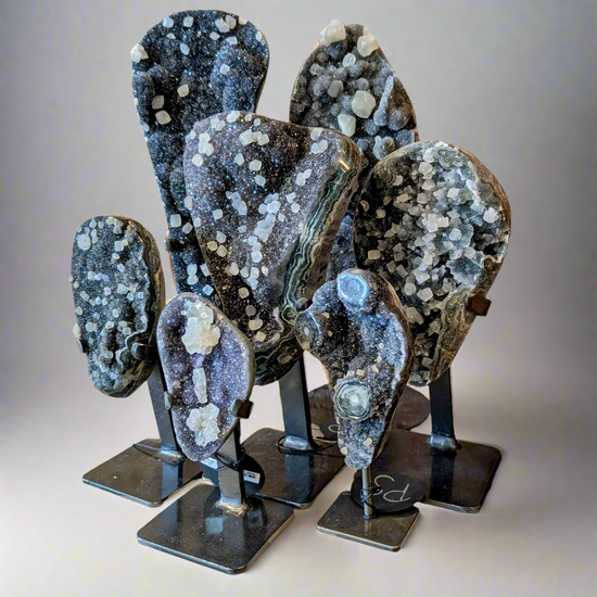 Charcoal Druzy with Calcite Inclusions