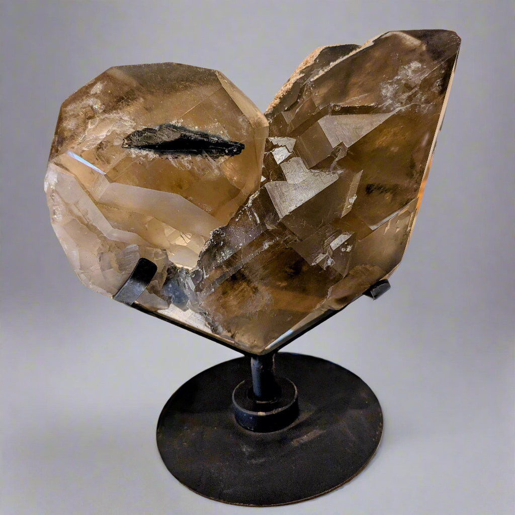 Heart-Shaped Smoky Quartz & Tourmaline Included Quartz
