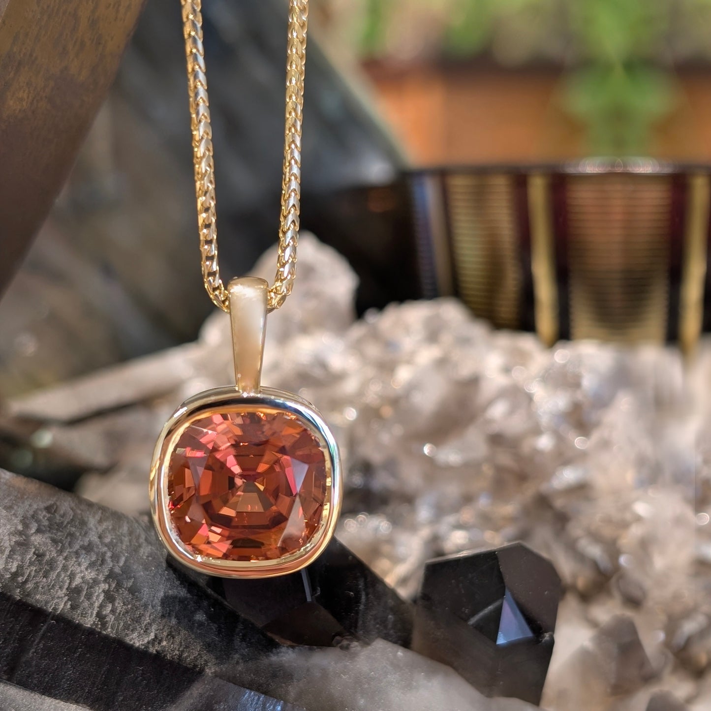 Tanzanian Orange Zircon Pendant
