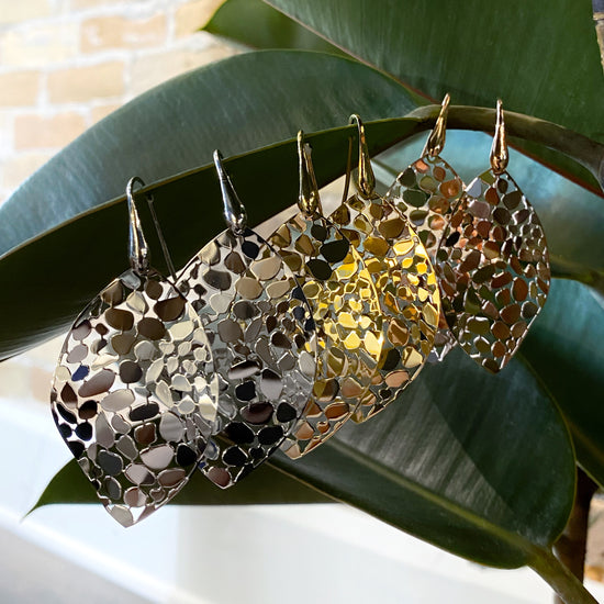 Mosaic Leaf Dangle Earrings