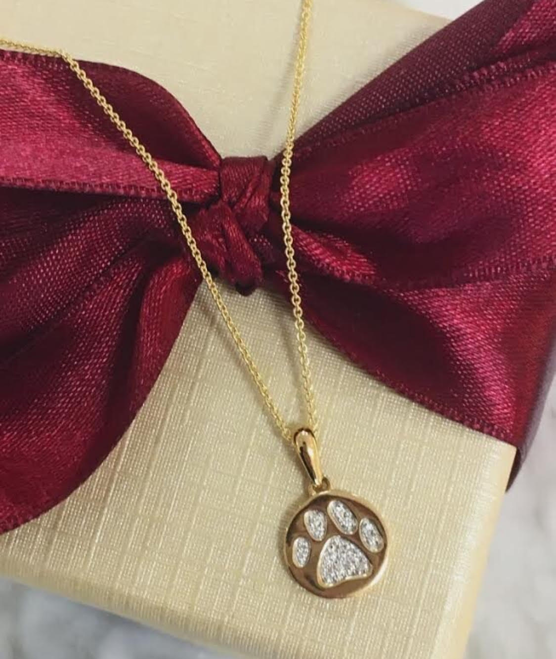 Puppy Paw Diamond Necklace