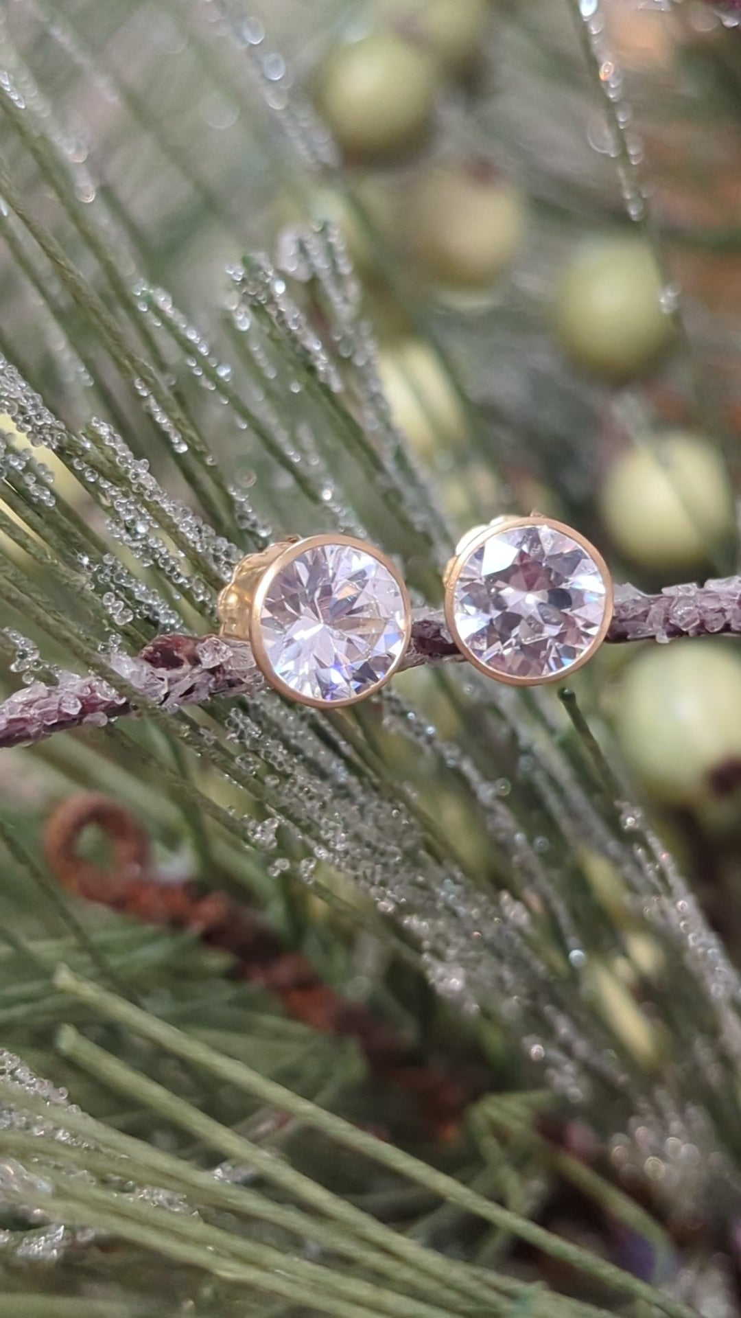 White Zircon Bezel Studs