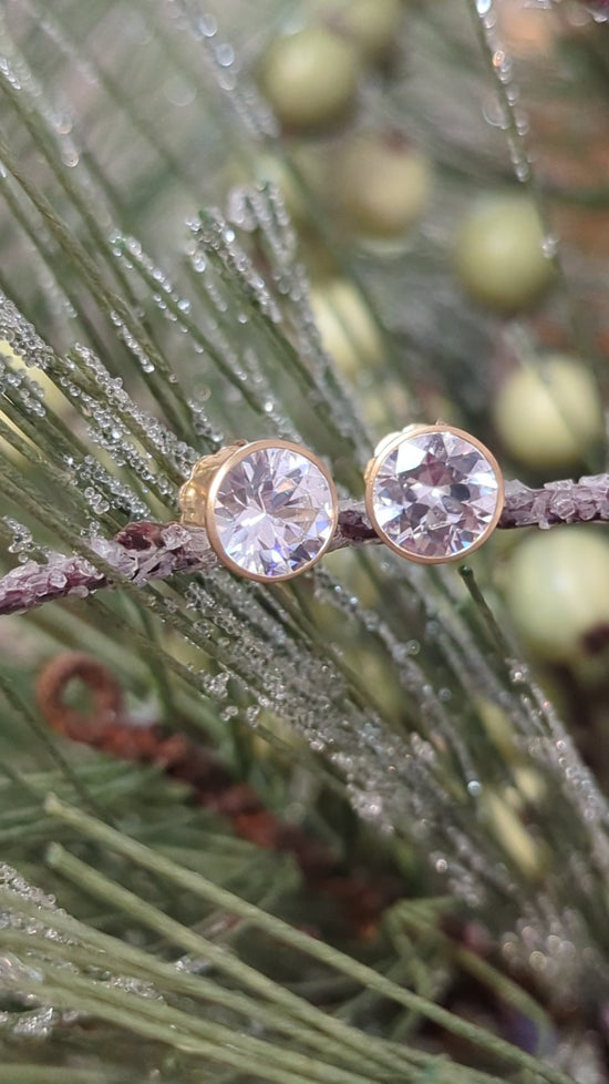 White Zircon Bezel Studs