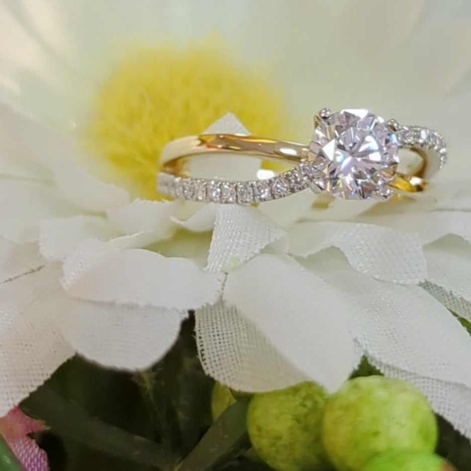 Load and play video in Gallery viewer, &amp;quot;Wave&amp;quot; Split Shank Engagement Ring
